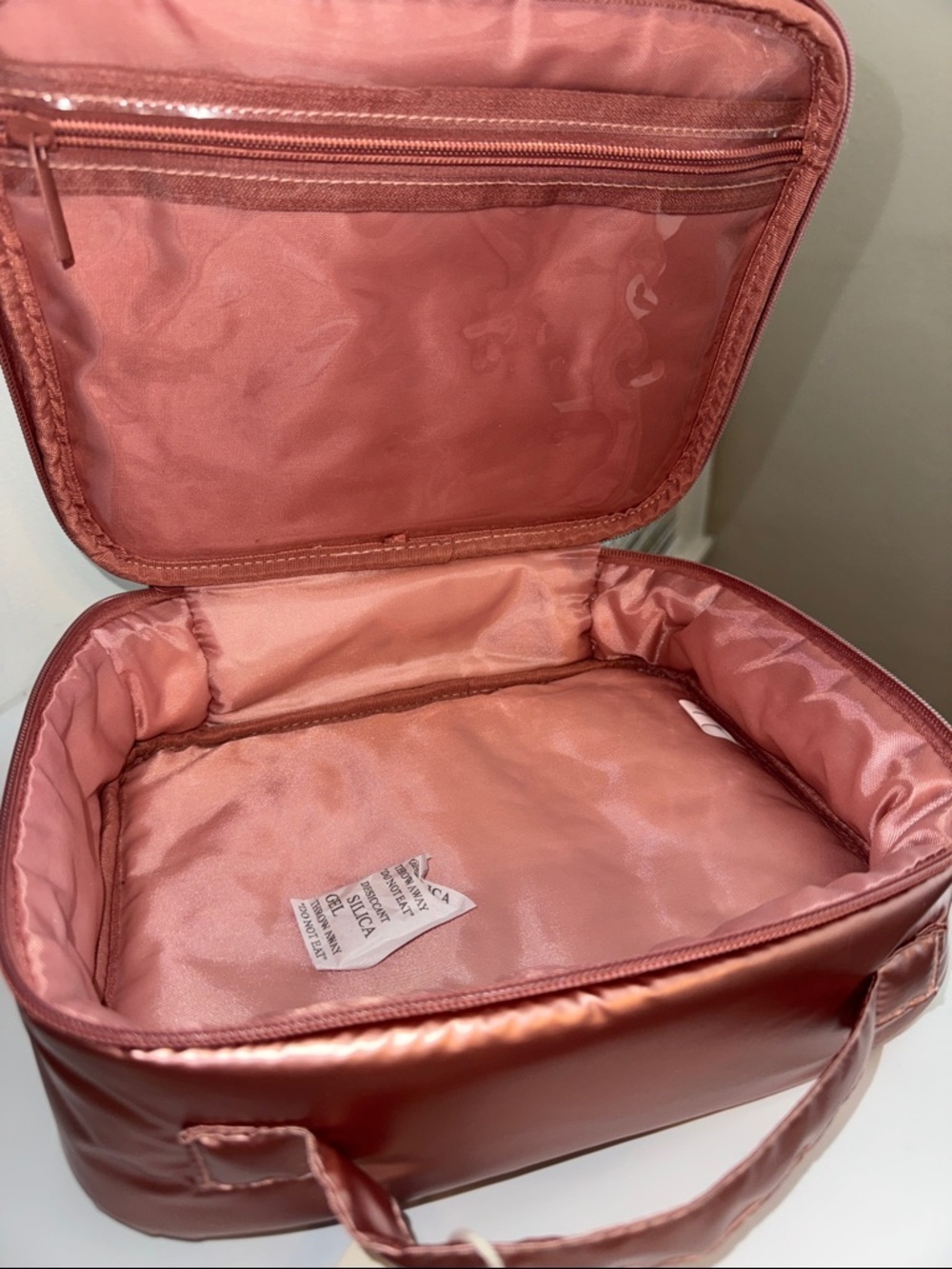 My Tagalongs Mine. Shimmering Rose Gold Puffer Cosmetic Makeup Case - Picture 3 of 4